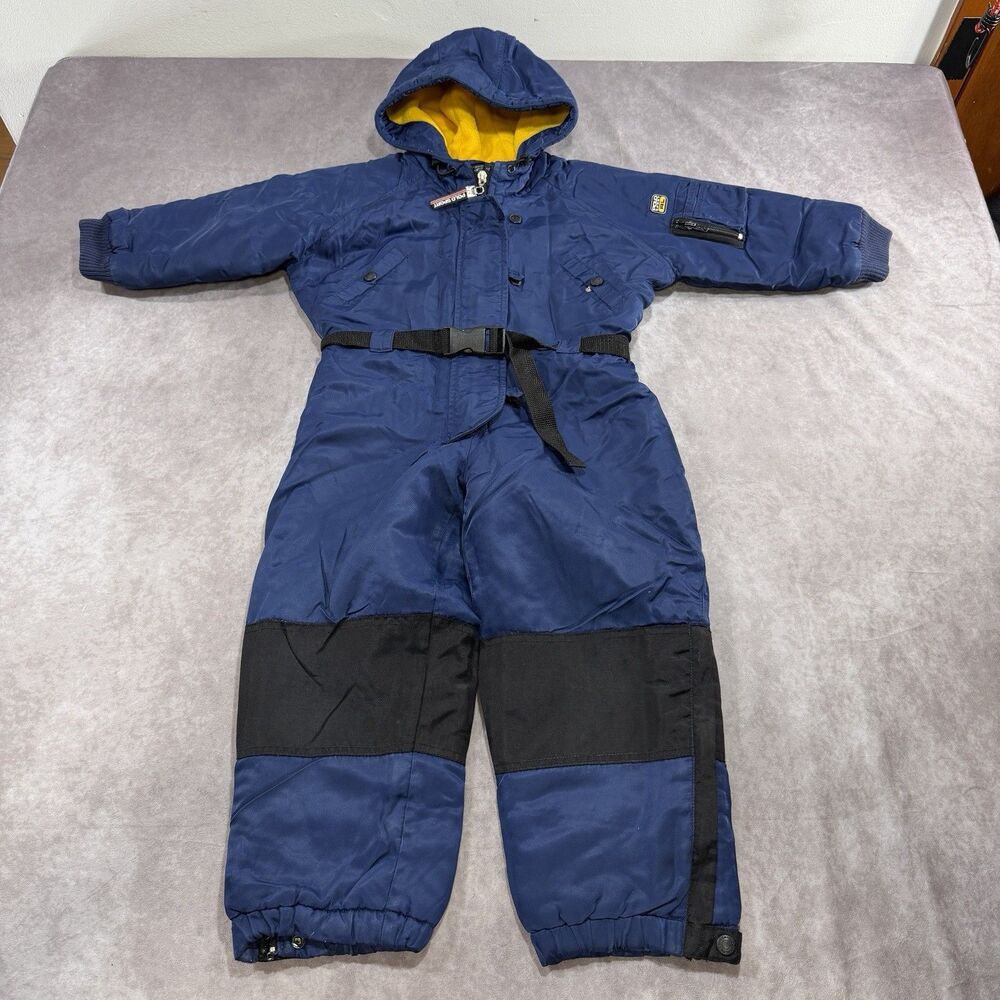 Vintage Polo Sport Snowsuit Size 4T Blue Ralph Lauren Puffer Zip Up Belted